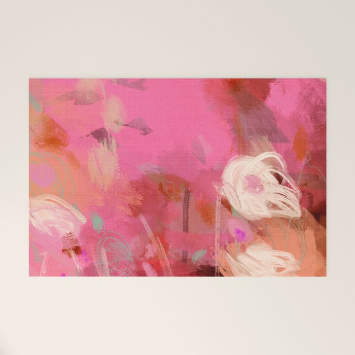 pink floral illusion abstract art Welcome Mat Gallery Image 1