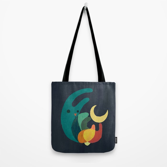 Rabbit and crescent moon Tote Bag Gallery Image 2