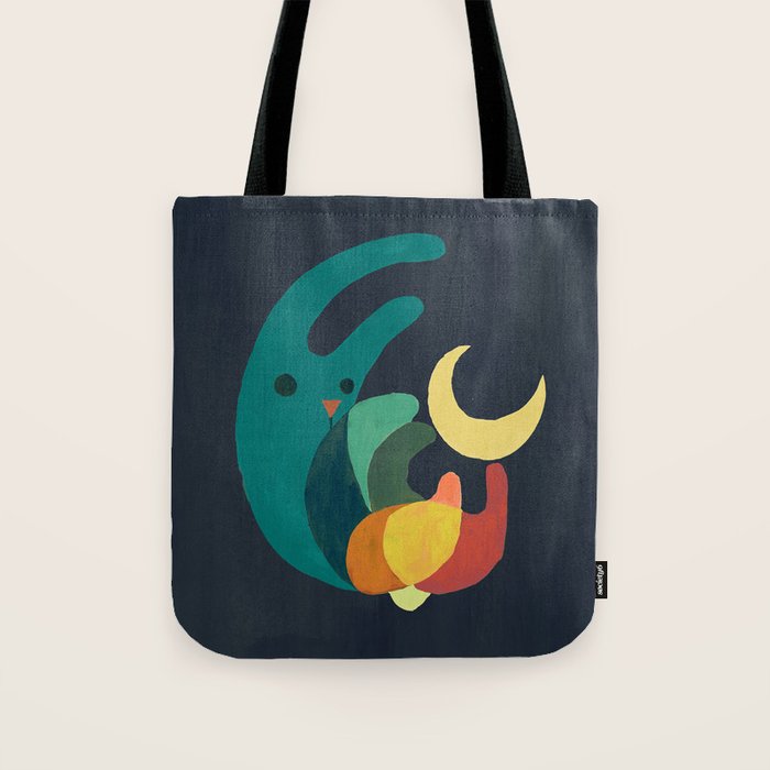 Rabbit and crescent moon Tote Bag Gallery Image 1