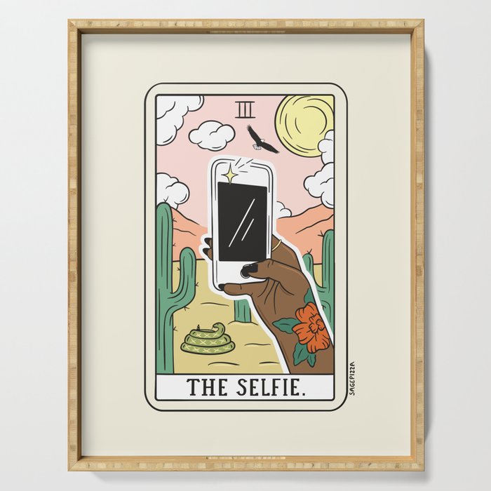 SELFIE READING (DARK) Serving Tray Gallery Image 1