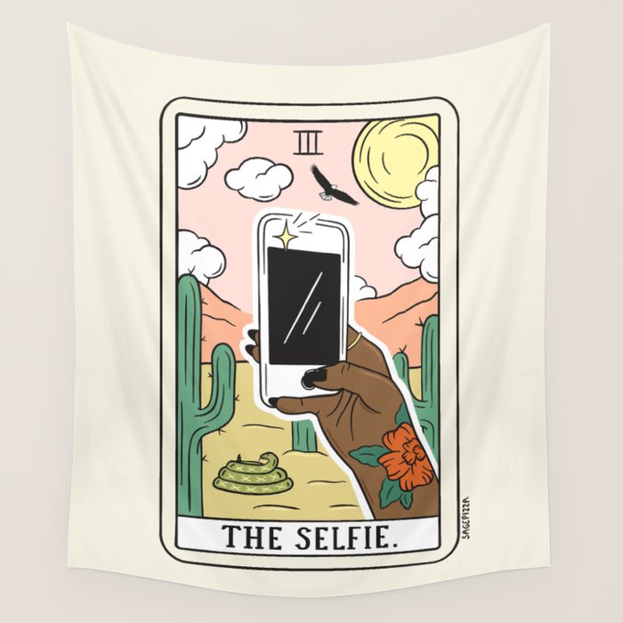 SELFIE READING (DARK) Wall Tapestry Gallery Image 1