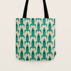Space Age Rocket Ships - Atomic Age Mid-Century Modern Pattern in Teal and Mid Mod Beige Tote Bag Gallery Image 1