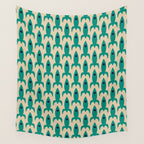 Space Age Rocket Ships - Atomic Age Mid-Century Modern Pattern in Teal and Mid Mod Beige Wall Tapestry Gallery Image 4