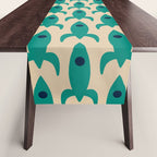 Space Age Rocket Ships - Atomic Age Mid-Century Modern Pattern in Teal and Mid Mod Beige Table Runner Gallery Image 1