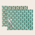 Space Age Rocket Ships - Atomic Age Mid-Century Modern Pattern in Teal and Mid Mod Beige Placemat Gallery Image 1