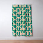 Space Age Rocket Ships - Atomic Age Mid-Century Modern Pattern in Teal and Mid Mod Beige Window Curtain Gallery Image 3