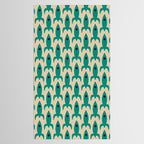 Space Age Rocket Ships - Atomic Age Mid-Century Modern Pattern in Teal and Mid Mod Beige Tablecloth Gallery Image 2