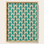 Space Age Rocket Ships - Atomic Age Mid-Century Modern Pattern in Teal and Mid Mod Beige Serving Tray Gallery Image 1