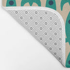 Space Age Rocket Ships - Atomic Age Mid-Century Modern Pattern in Teal and Mid Mod Beige Bath Mat Gallery Image 2