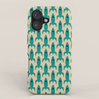 Space Age Rocket Ships - Atomic Age Mid-Century Modern Pattern in Teal and Mid Mod Beige iPhone Case Gallery Image 1