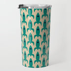 Space Age Rocket Ships - Atomic Age Mid-Century Modern Pattern in Teal and Mid Mod Beige Travel Mug Gallery Image 3
