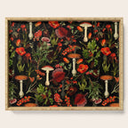 Vintage Dark Red Mushrooms And Poppies Botanical Midnight Garden Serving Tray Gallery Image 1