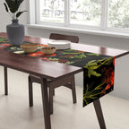 Vintage Dark Red Mushrooms And Poppies Botanical Midnight Garden Table Runner Gallery Image 2