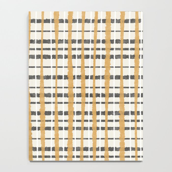 Hygge Plaid Painted Stripe Pattern Ochre Charcoal Cream Notebook Gallery Image 4