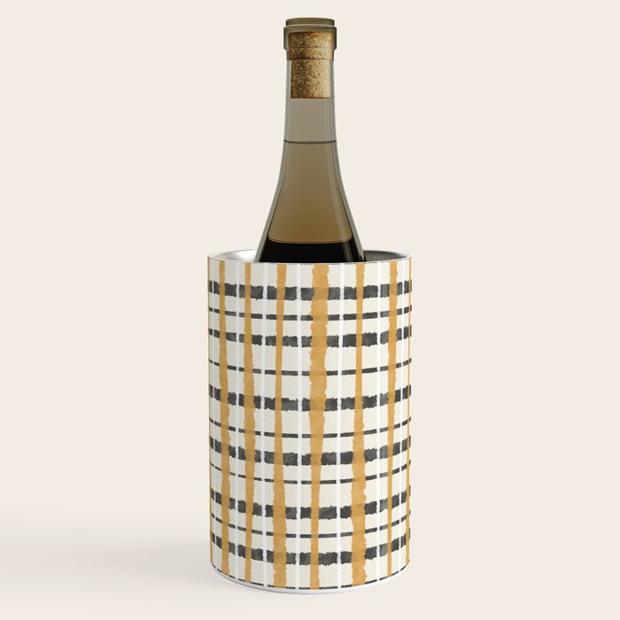 Hygge Plaid Painted Stripe Pattern Ochre Charcoal Cream Wine Chiller Gallery Image 2