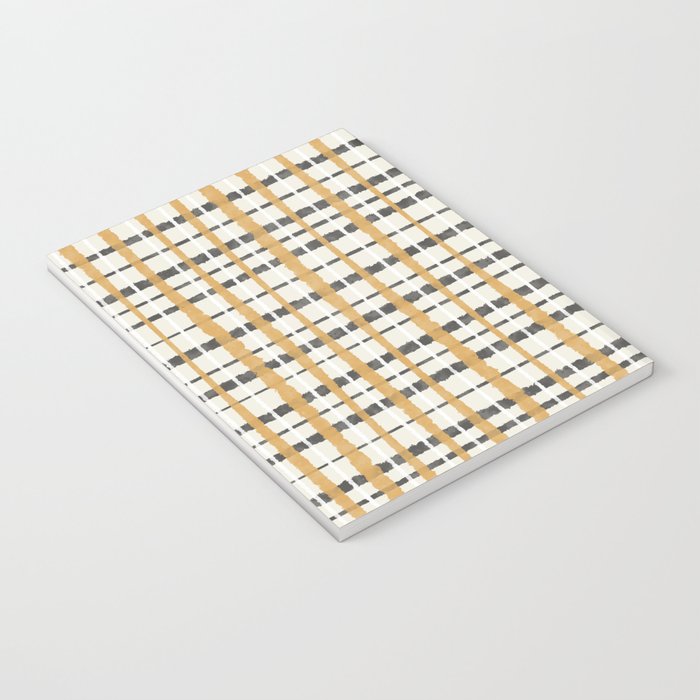 Hygge Plaid Painted Stripe Pattern Ochre Charcoal Cream Notebook Gallery Image 3