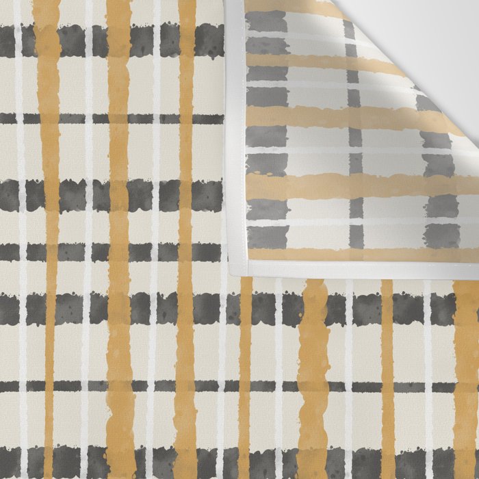 Hygge Plaid Painted Stripe Pattern Ochre Charcoal Cream Wall Tapestry Gallery Image 3