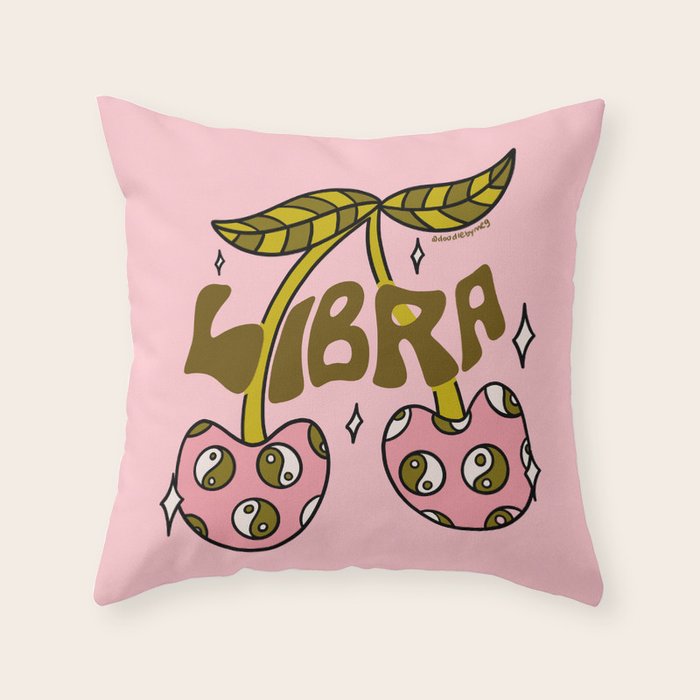 Libra Cherries Throw Pillow Gallery Image 1