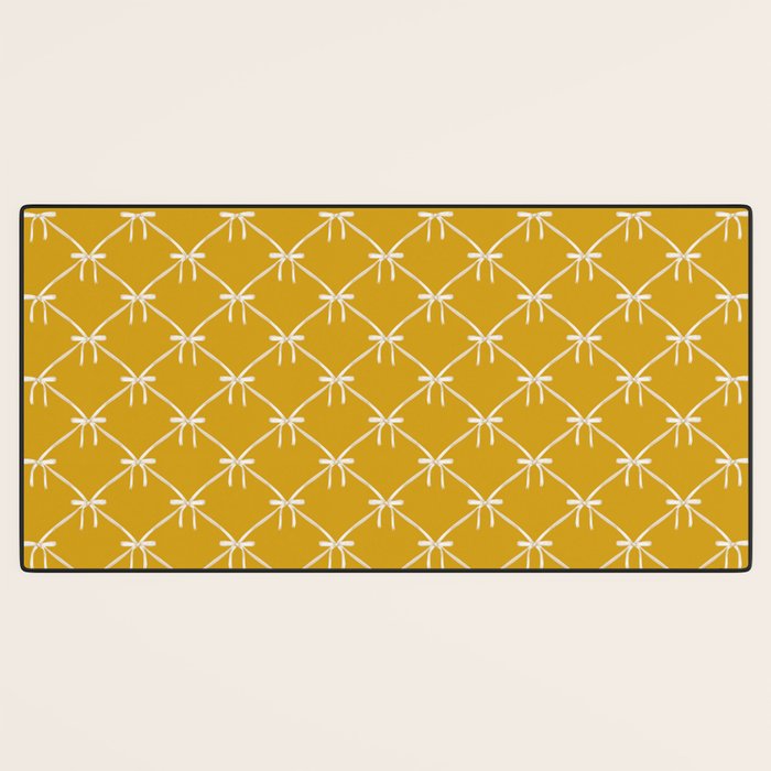 Bows & Ribbons Pattern XX Golden Yellow Desk Mat Gallery Image 3