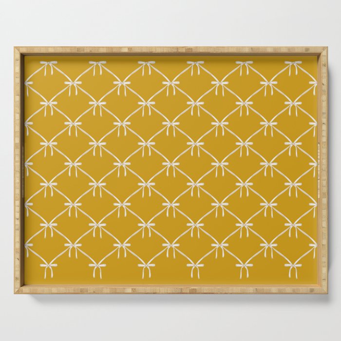 Bows & Ribbons Pattern XX Golden Yellow Serving Tray Gallery Image 1