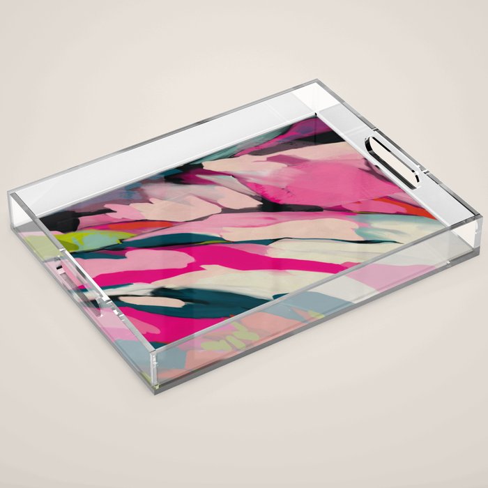 mountain landscape in pink Acrylic Tray Gallery Image 1