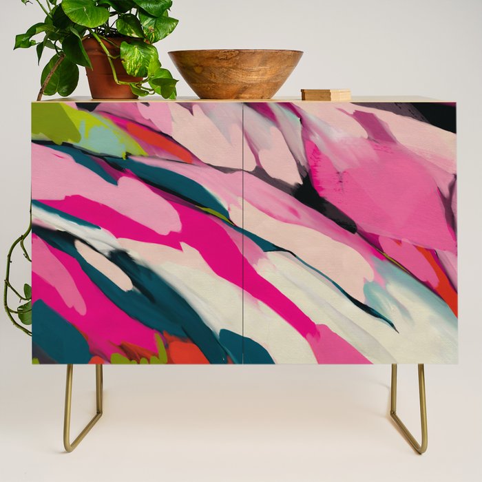 mountain landscape in pink Credenza Gallery Image 1