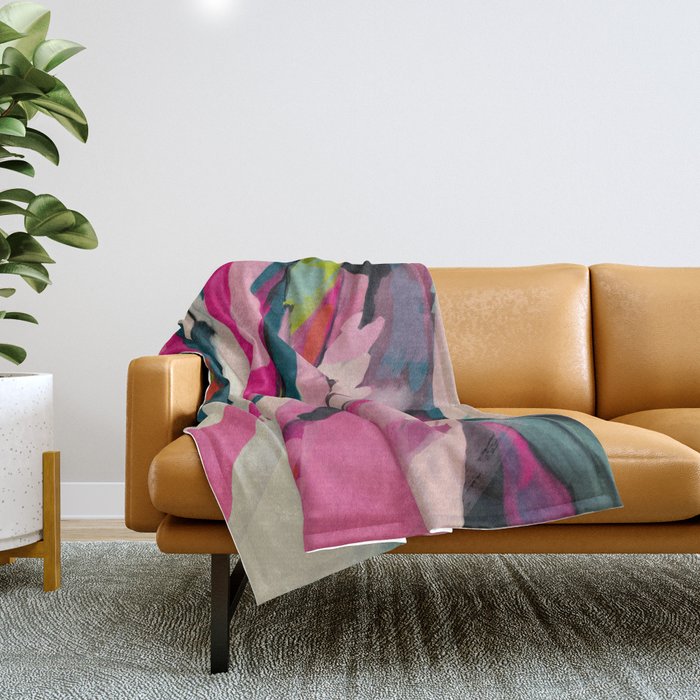 mountain landscape in pink Throw Blanket Gallery Image 1