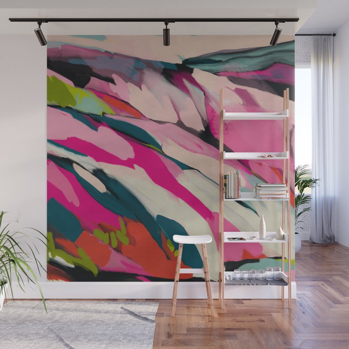mountain landscape in pink Wall Mural Gallery Image 1