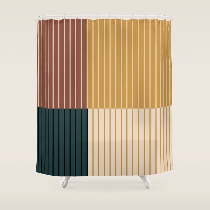 Color Block Line Abstract XV Shower Curtain Gallery Image 1