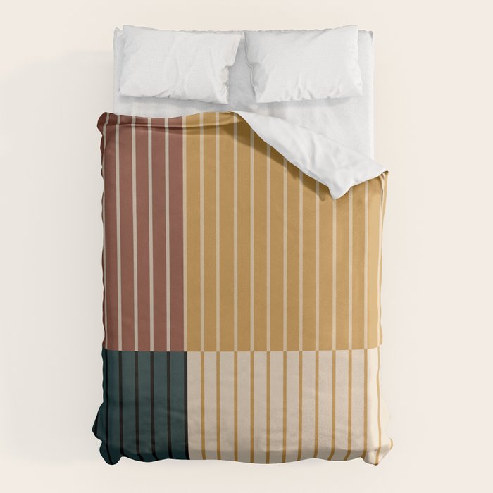 Color Block Line Abstract XV Duvet Cover Gallery Image 6