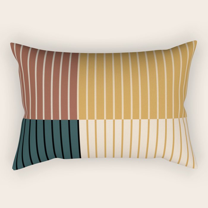 Color Block Line Abstract XV Rectangular Pillow Gallery Image 2