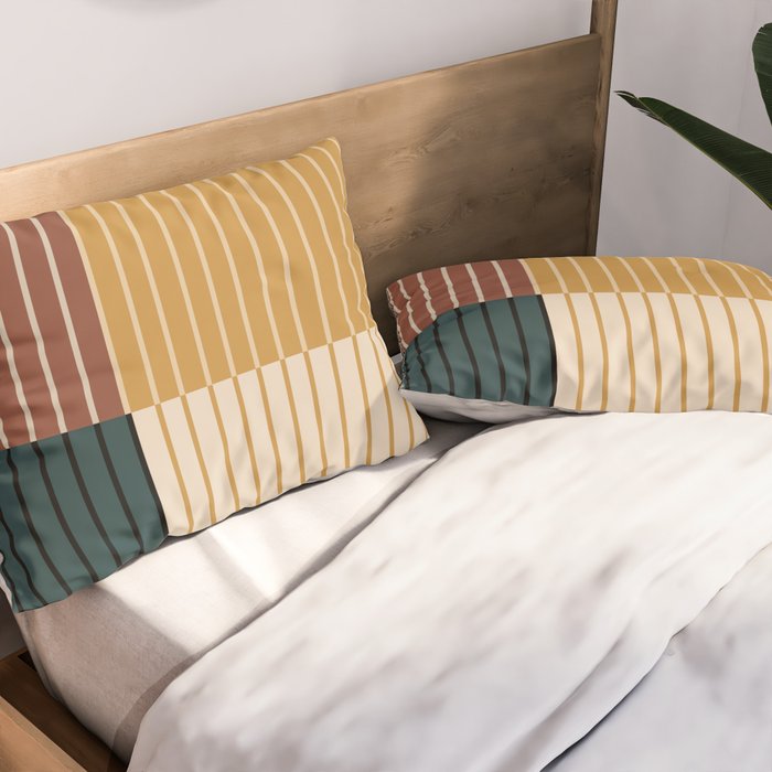 Color Block Line Abstract XV Pillow Sham Gallery Image 2