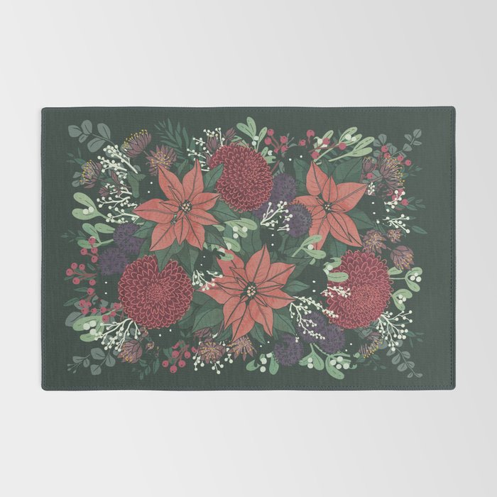 Wild Flowers Winter Bouquet (Enchanting Hidden Monsters in Dark Floral) Rug Gallery Image 2