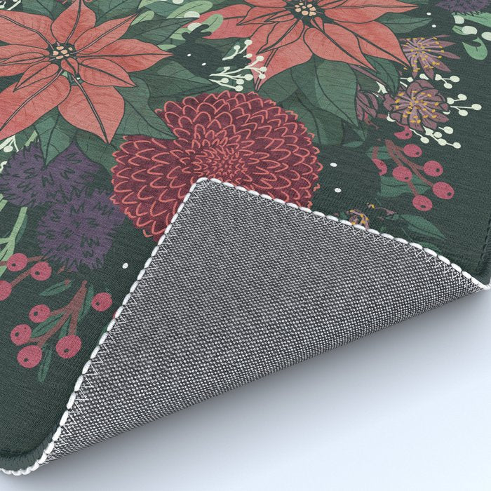 Wild Flowers Winter Bouquet (Enchanting Hidden Monsters in Dark Floral) Rug Gallery Image 4