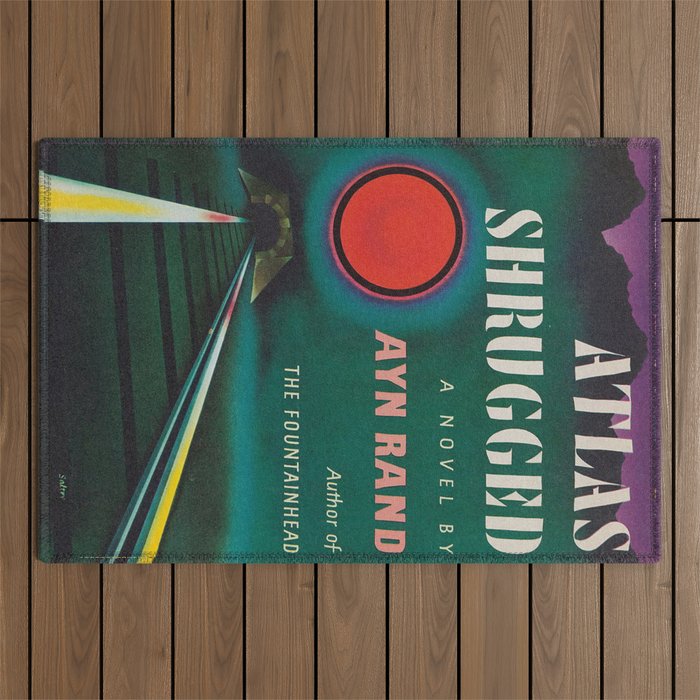 Atlas Shrugged by Ayn Rand 1957- Vintage First Edition Book Cover  Outdoor Rug Gallery Image 1