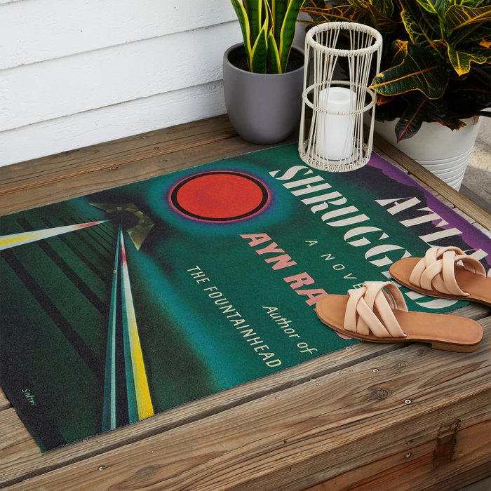 Atlas Shrugged by Ayn Rand 1957- Vintage First Edition Book Cover  Outdoor Rug Gallery Image 2