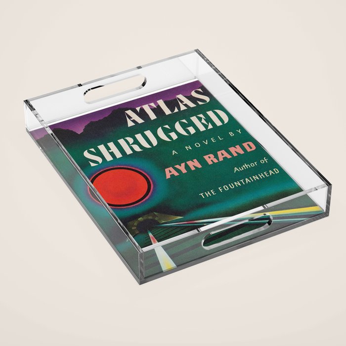 Atlas Shrugged by Ayn Rand 1957- Vintage First Edition Book Cover  Acrylic Tray Gallery Image 1