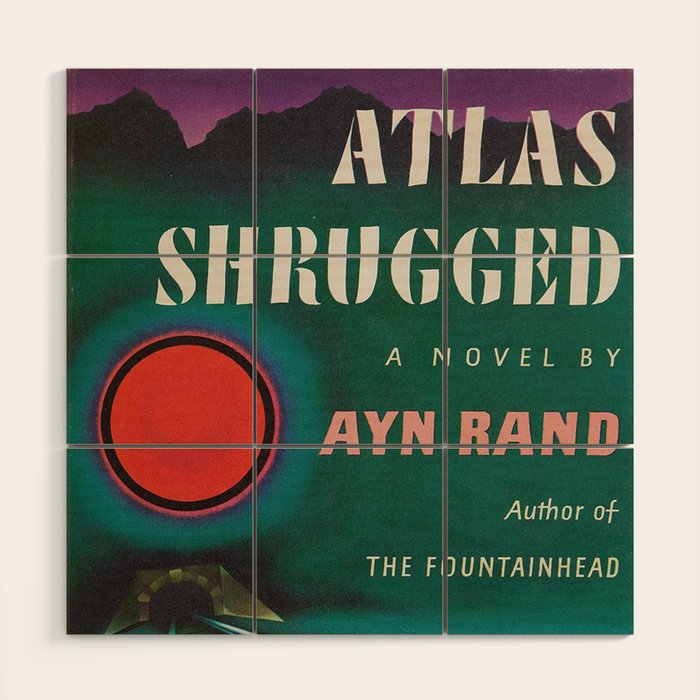 Atlas Shrugged by Ayn Rand 1957- Vintage First Edition Book Cover  Wood Wall Art Gallery Image 1