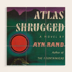 Atlas Shrugged by Ayn Rand 1957- Vintage First Edition Book Cover  Wood Wall Art Gallery Image 1
