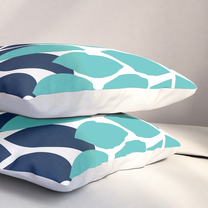 Bold Colorful Hot Pink Turquoise Navy Dahlia Flower Burst Petals Pillow Sham Gallery Image 3
