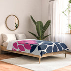 Bold Colorful Hot Pink Turquoise Navy Dahlia Flower Burst Petals Comforter Gallery Image 2