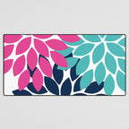 Bold Colorful Hot Pink Turquoise Navy Dahlia Flower Burst Petals Desk Mat Gallery Image 3