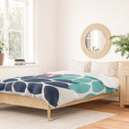 Bold Colorful Hot Pink Turquoise Navy Dahlia Flower Burst Petals Duvet Cover Gallery Image 2