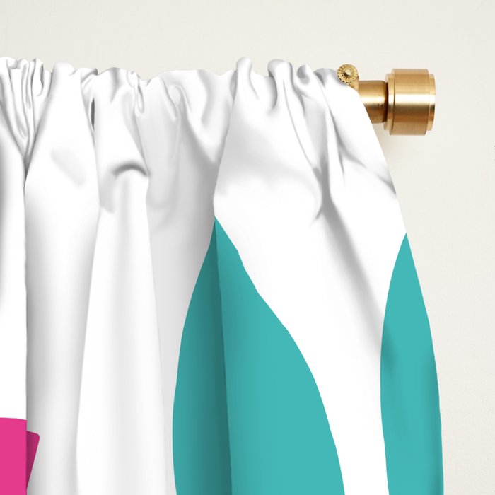 Bold Colorful Hot Pink Turquoise Navy Dahlia Flower Burst Petals Window Curtain Gallery Image 2