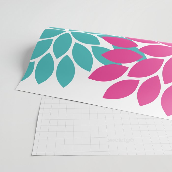 Bold Colorful Hot Pink Turquoise Navy Dahlia Flower Burst Petals Wrapping Paper Gallery Image 2