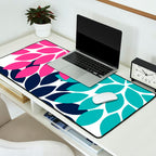 Bold Colorful Hot Pink Turquoise Navy Dahlia Flower Burst Petals Desk Mat Gallery Image 2