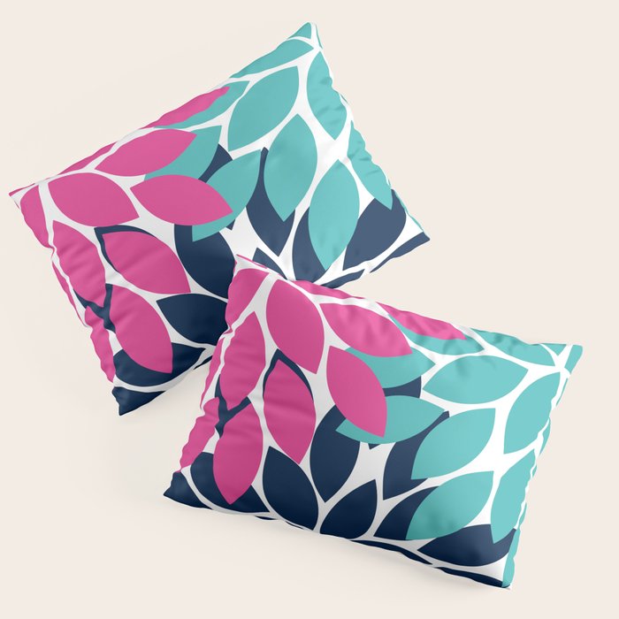 Bold Colorful Hot Pink Turquoise Navy Dahlia Flower Burst Petals Pillow Sham Gallery Image 3