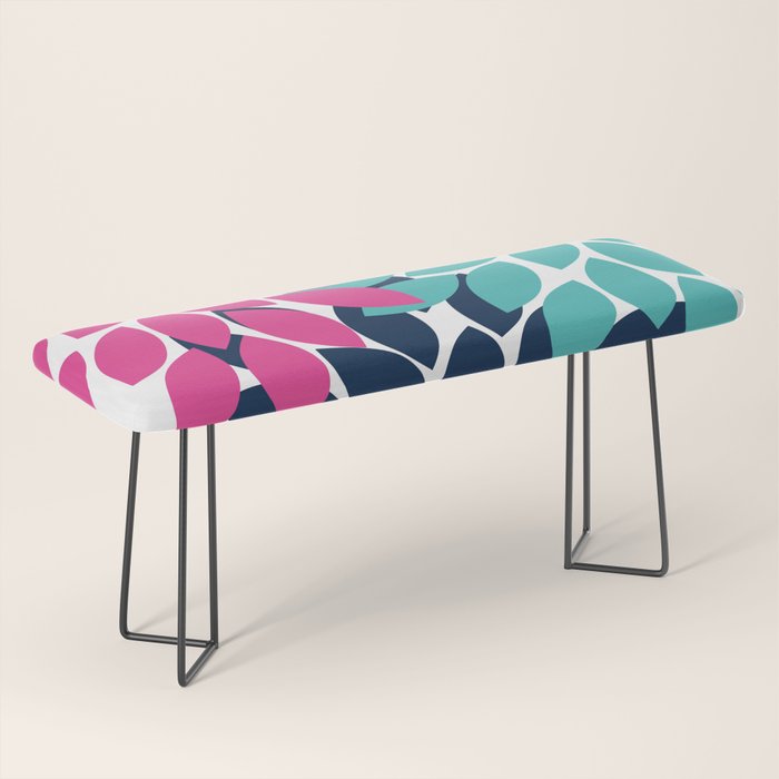 Bold Colorful Hot Pink Turquoise Navy Dahlia Flower Burst Petals Bench Gallery Image 1