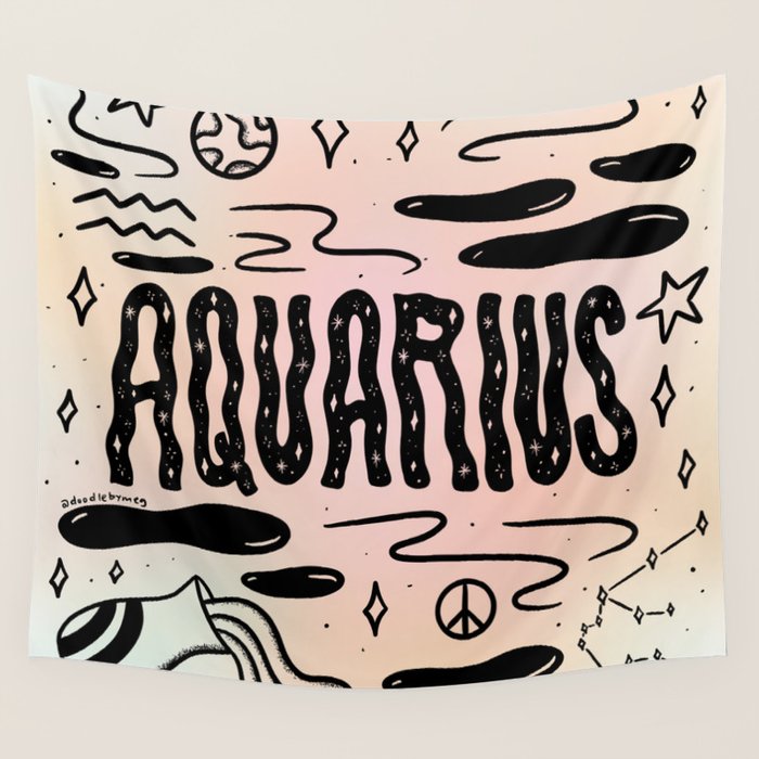 Celestial Aquarius Wall Tapestry Gallery Image 1