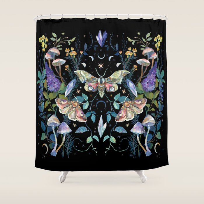 Crystals Moth Mushrooms Shower Curtain Gallery Image 1